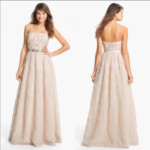 Adrianna Papell strapless rosette tulle ball gown - Picture 9 of 16